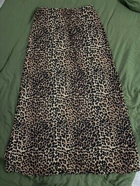 Leopard Print Maxi Skirt - Black & Brown